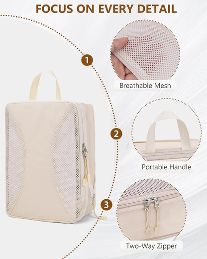 12pc Compression Packing Cubes for Suitcases, Expandable Travel Organizer Bags Set for Luggage, Lightweight Carry On Essentials, Beige
