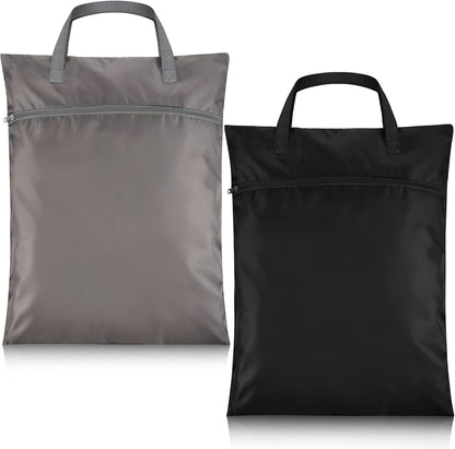 2 Pcs Travel Laundry Bags Waterproof with Handle Dirty Clothes Bag for Traveling Hanging Laundry Hamper with Two Zippered Pockets Washable Reusable for Sports Home Travel College