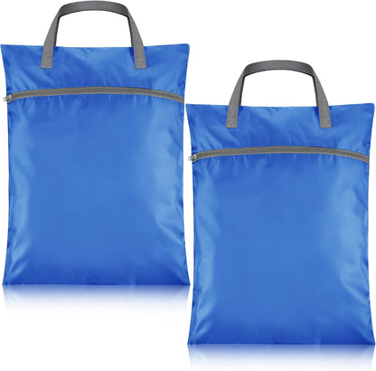 2 Pcs Travel Laundry Bags Waterproof with Handle Dirty Clothes Bag for Traveling Hanging Laundry Hamper with Two Zippered Pockets Washable Reusable for Sports Home Travel College