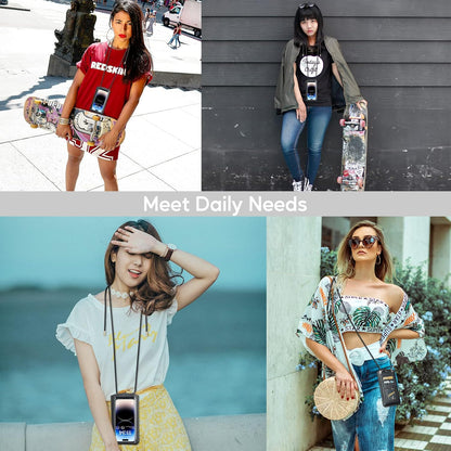 Small Crossbody Bag Cell Phone Purse for Women Men Leather Mini Shoulder Bag Wallet Case with Card Holder Slot Necklace Lanyard for All Phones iPhone Samsung Google up to 7.3" Black