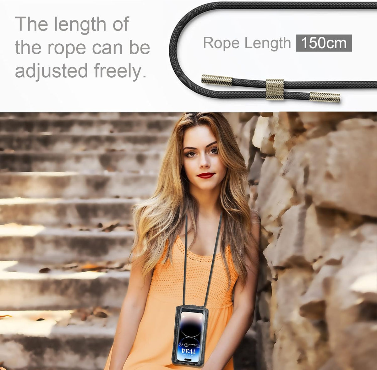 Small Crossbody Bag Cell Phone Purse for Women Men Leather Mini Shoulder Bag Wallet Case with Card Holder Slot Necklace Lanyard for All Phones iPhone Samsung Google up to 7.3" Black