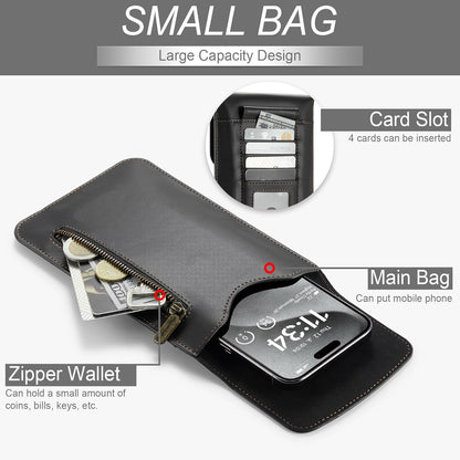 Small Crossbody Bag Cell Phone Purse for Women Men Leather Mini Shoulder Bag Wallet Case with Card Holder Slot Necklace Lanyard for All Phones iPhone Samsung Google up to 7.3" Black