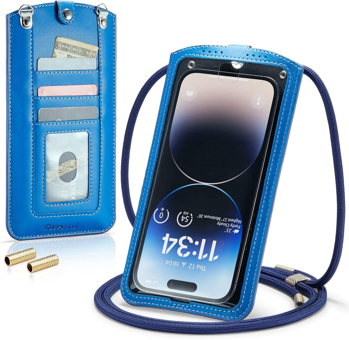 Small Crossbody Bag Cell Phone Purse for Women Men Leather Mini Shoulder Bag Wallet Case with Card Holder Slot Necklace Lanyard for All Phones iPhone Samsung Google up to 7.3" Black