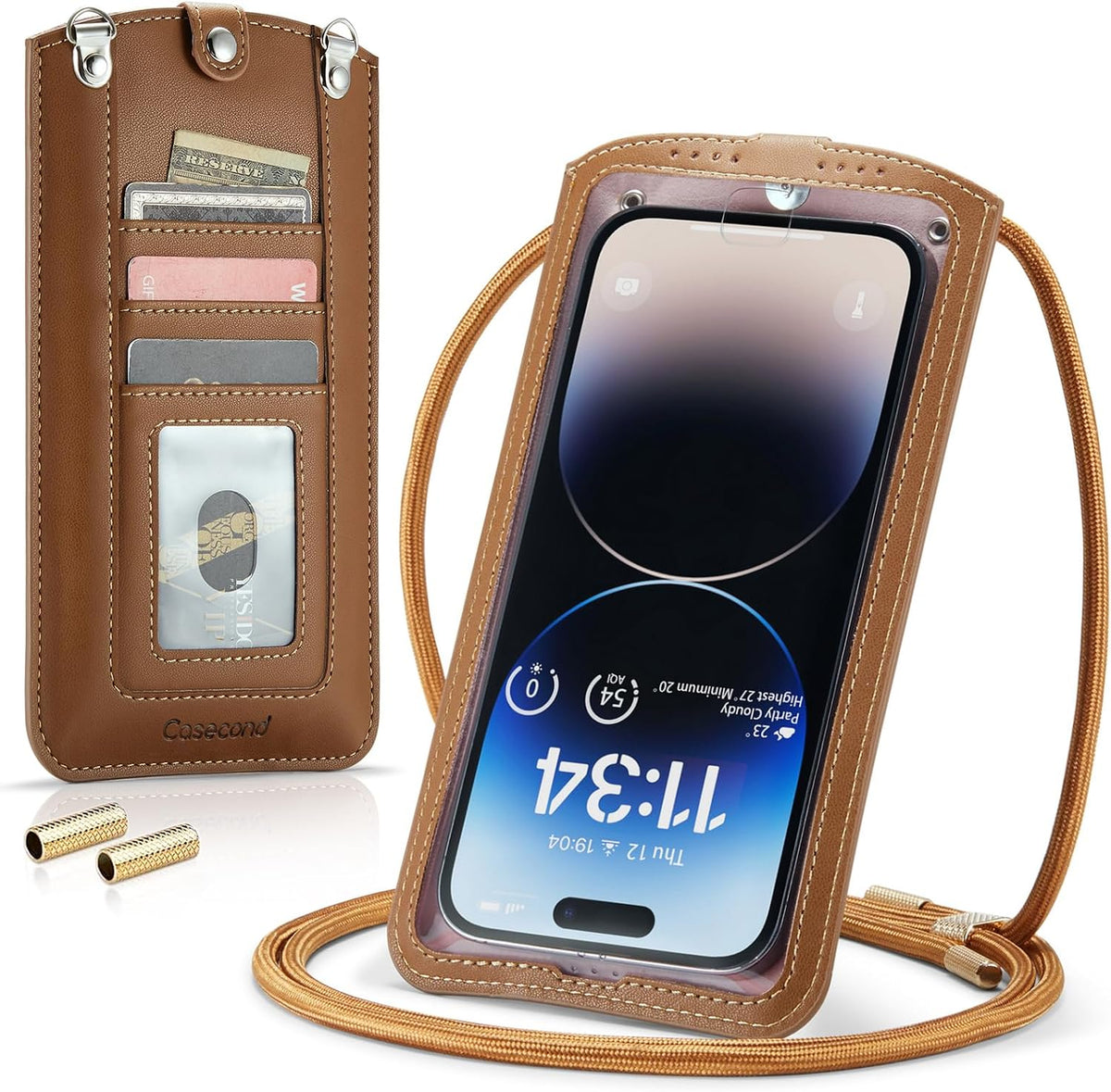 Small Crossbody Bag Cell Phone Purse for Women Men Leather Mini Shoulder Bag Wallet Case with Card Holder Slot Necklace Lanyard for All Phones iPhone Samsung Google up to 7.3" Black