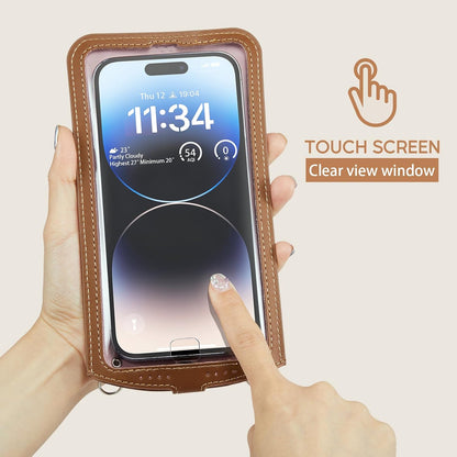 Small Crossbody Bag Cell Phone Purse for Women Men Leather Mini Shoulder Bag Wallet Case with Card Holder Slot Necklace Lanyard for All Phones iPhone Samsung Google up to 7.3" Black