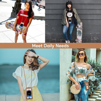 Small Crossbody Bag Cell Phone Purse for Women Men Leather Mini Shoulder Bag Wallet Case with Card Holder Slot Necklace Lanyard for All Phones iPhone Samsung Google up to 7.3" Black
