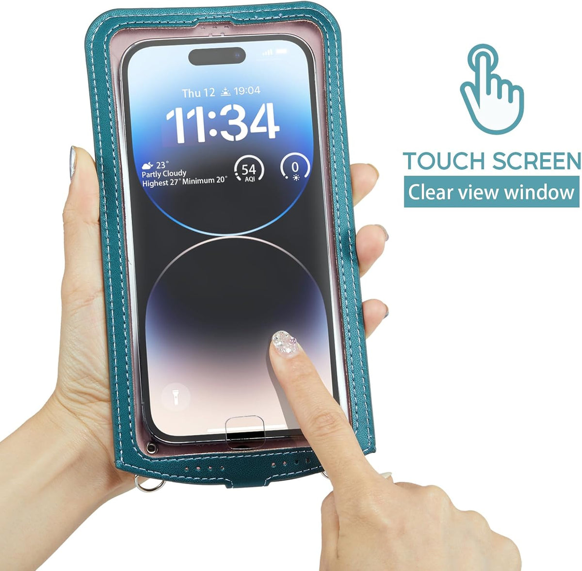 Small Crossbody Bag Cell Phone Purse for Women Men Leather Mini Shoulder Bag Wallet Case with Card Holder Slot Necklace Lanyard for All Phones iPhone Samsung Google up to 7.3" Black
