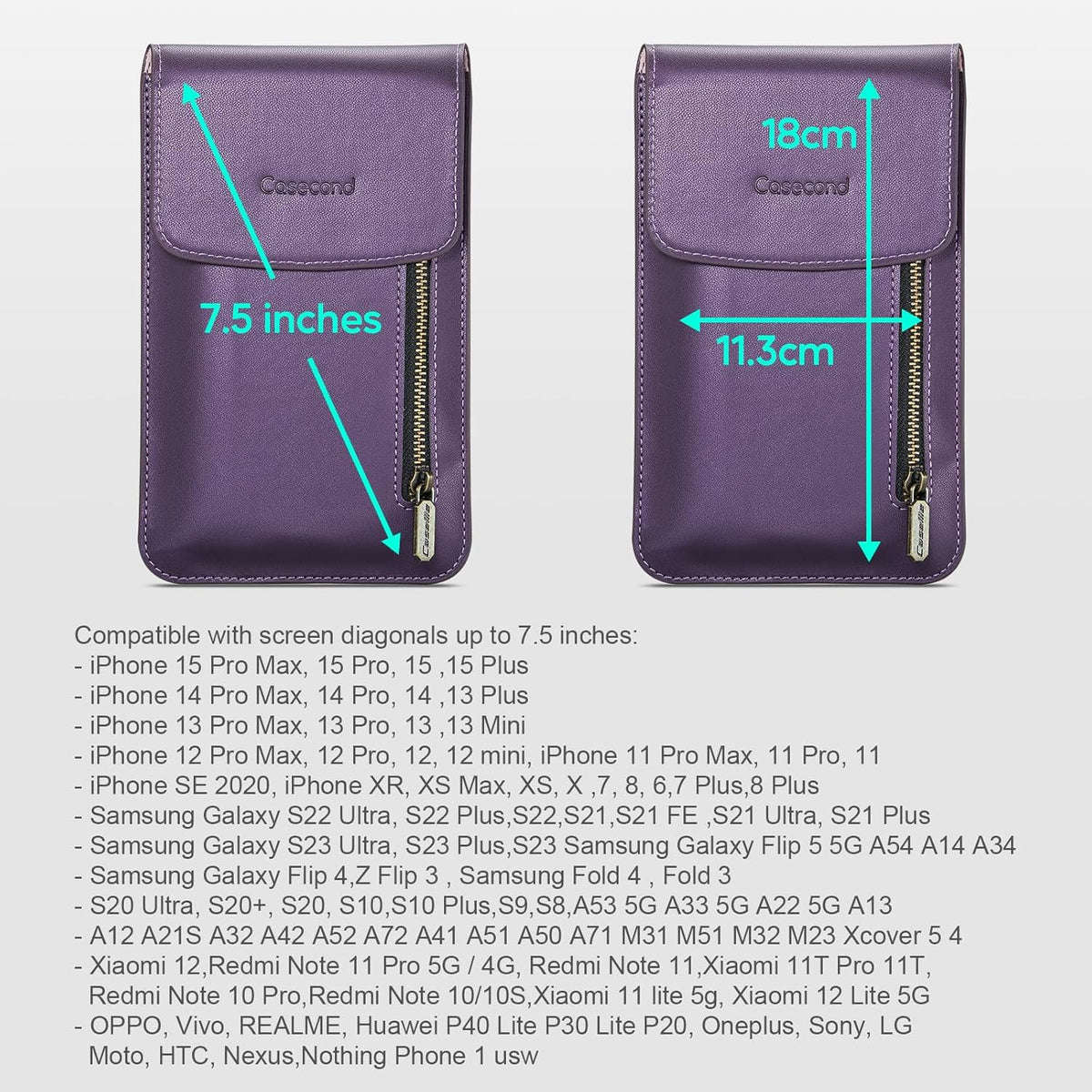 Small Crossbody Bag Cell Phone Purse for Women Men Leather Mini Shoulder Bag Wallet Case with Card Holder Slot Necklace Lanyard for All Phones iPhone Samsung Google up to 7.3" Black