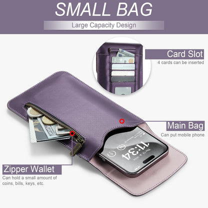 Small Crossbody Bag Cell Phone Purse for Women Men Leather Mini Shoulder Bag Wallet Case with Card Holder Slot Necklace Lanyard for All Phones iPhone Samsung Google up to 7.3" Black