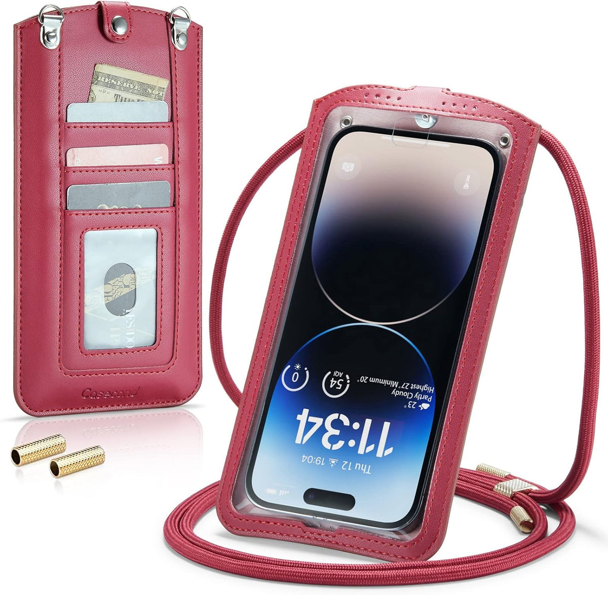 Small Crossbody Bag Cell Phone Purse for Women Men Leather Mini Shoulder Bag Wallet Case with Card Holder Slot Necklace Lanyard for All Phones iPhone Samsung Google up to 7.3" Black
