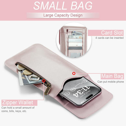 Small Crossbody Bag Cell Phone Purse for Women Men Leather Mini Shoulder Bag Wallet Case with Card Holder Slot Necklace Lanyard for All Phones iPhone Samsung Google up to 7.3" Black