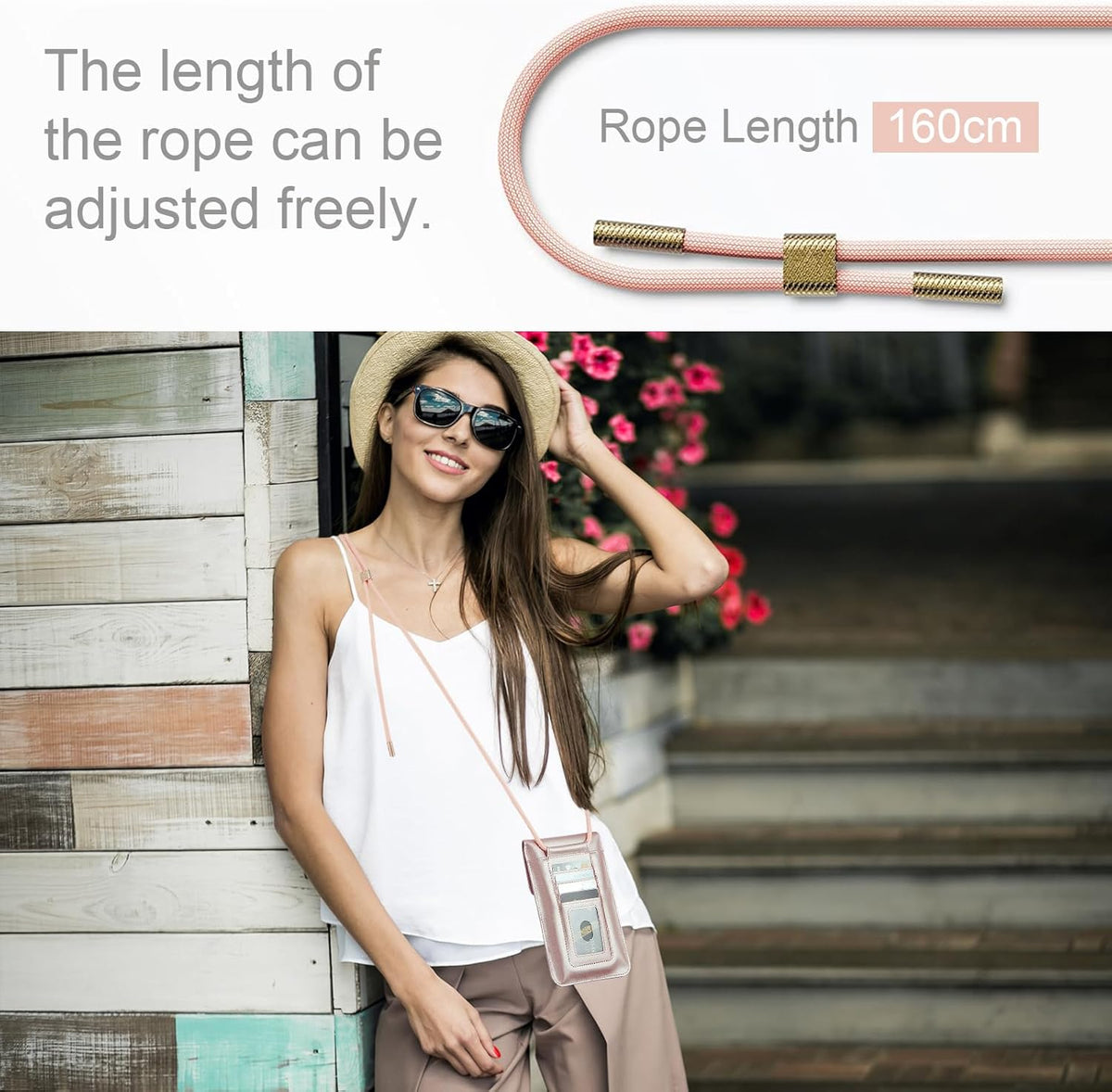 Small Crossbody Bag Cell Phone Purse for Women Men Leather Mini Shoulder Bag Wallet Case with Card Holder Slot Necklace Lanyard for All Phones iPhone Samsung Google up to 7.3" Black