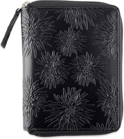 Passport Wallet - Travel Document Holder w/RFID Blocking – Full Grain Leather – Bifold compact zip around Wallet with Credit Card Slots for Women and Men, black, 500-90