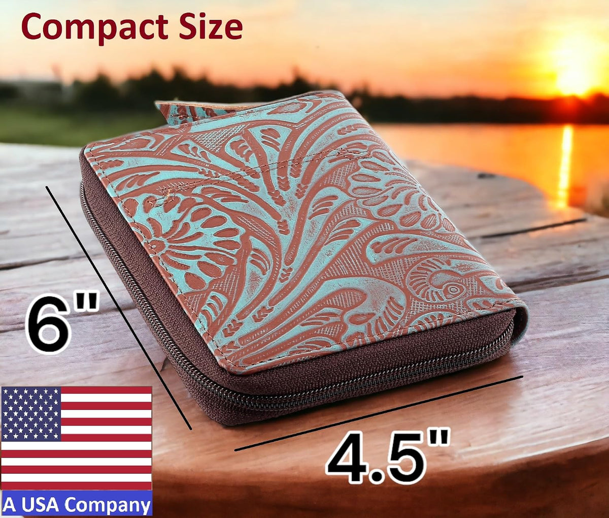 Passport Wallet - Travel Document Holder w/RFID Blocking – Full Grain Leather – Bifold compact zip around Wallet with Credit Card Slots for Women and Men, black, 500-90