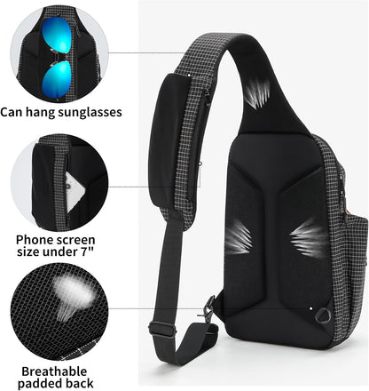 Sling Bag Crossbody Bag Cross Body Backpack Travel Hiking Daypack Fits 12" Tablet Expandable Water Bottle Pocket
