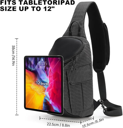 Sling Bag Crossbody Bag Cross Body Backpack Travel Hiking Daypack Fits 12" Tablet Expandable Water Bottle Pocket