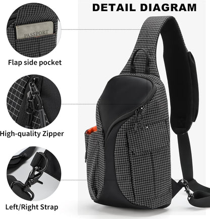 Sling Bag Crossbody Bag Cross Body Backpack Travel Hiking Daypack Fits 12" Tablet Expandable Water Bottle Pocket