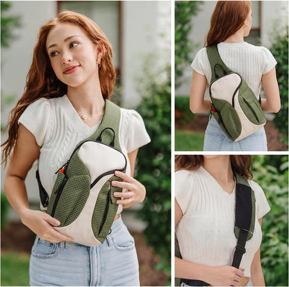 Sling Bag Crossbody Bag Cross Body Backpack Travel Hiking Daypack Fits 12" Tablet Expandable Water Bottle Pocket