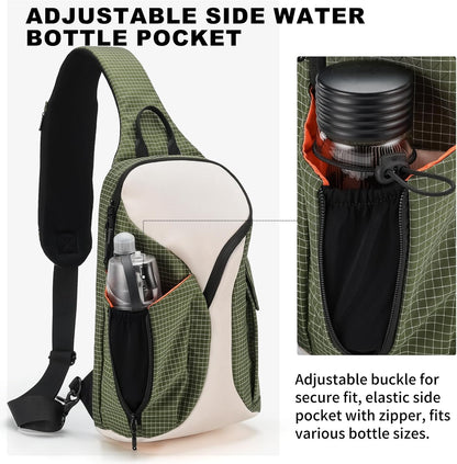 Sling Bag Crossbody Bag Cross Body Backpack Travel Hiking Daypack Fits 12" Tablet Expandable Water Bottle Pocket