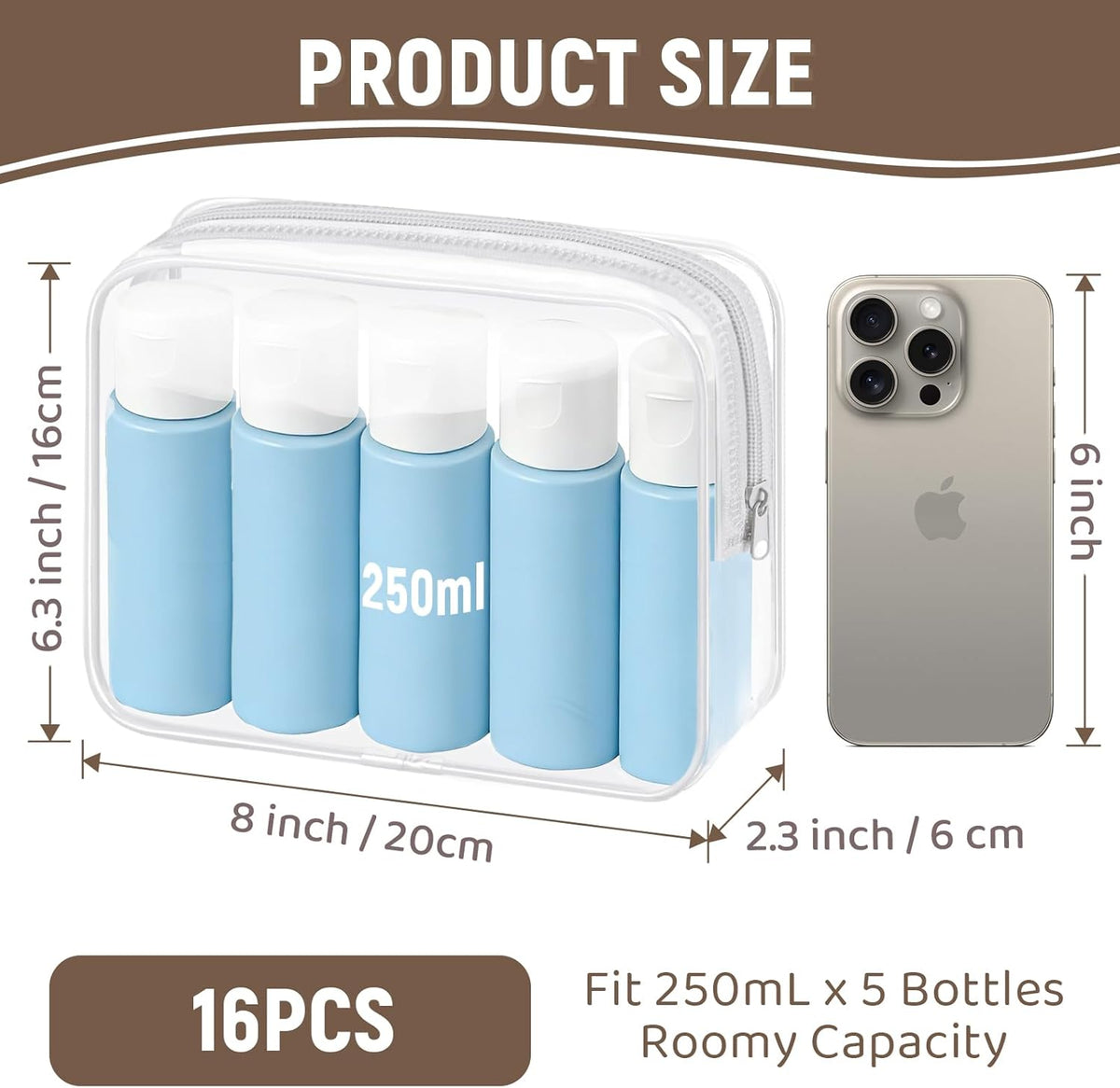 16 Packs Clear Makeup Bags Cosmetic Storage Bags Waterproof TAS Approved Toiletry Bags PVC Zipper Pouches Organizer Case for Organizing Travel Bathroom