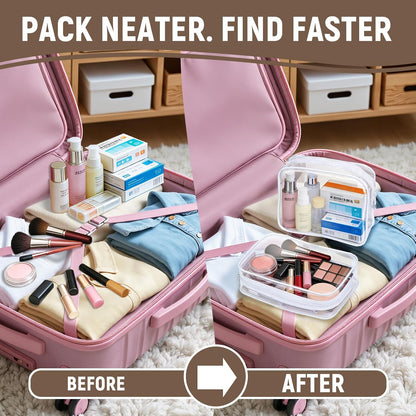16 Packs Clear Makeup Bags Cosmetic Storage Bags Waterproof TAS Approved Toiletry Bags PVC Zipper Pouches Organizer Case for Organizing Travel Bathroom
