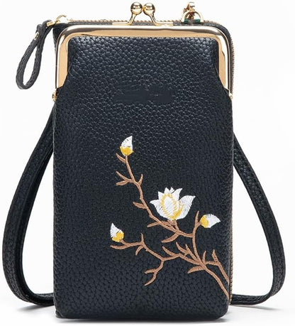 Women Sling Cross-Body Wallet with Mobile Cell Phone Holder, Crossbody Bags for Women Travel