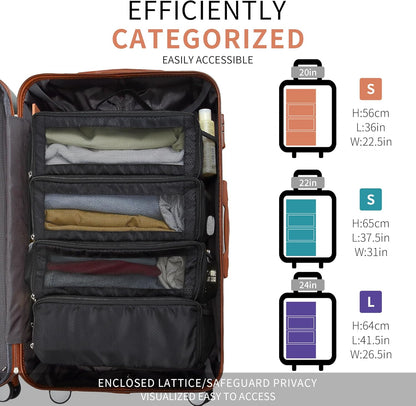 Suitcase Organizer Travel Bags Organizer for Luggage Compression Hanging Packing Cubes for Travel Carry on Closet (Bag Only)