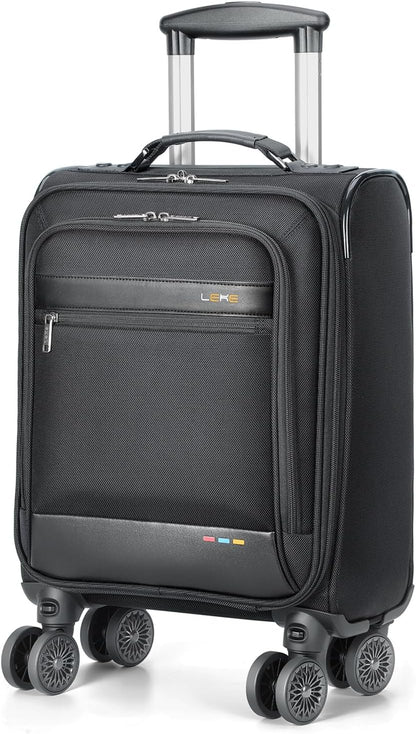 16 inch Underseat Carry On Luggage with Wheels Black | Detachable Spinner Wheels, Softside Lightweight Carry on luggage for Airplane, TSA Lock, Travel Luggage for Men Women