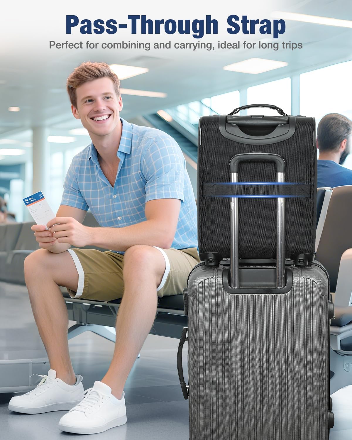 16 inch Underseat Carry On Luggage with Wheels Black | Detachable Spinner Wheels, Softside Lightweight Carry on luggage for Airplane, TSA Lock, Travel Luggage for Men Women