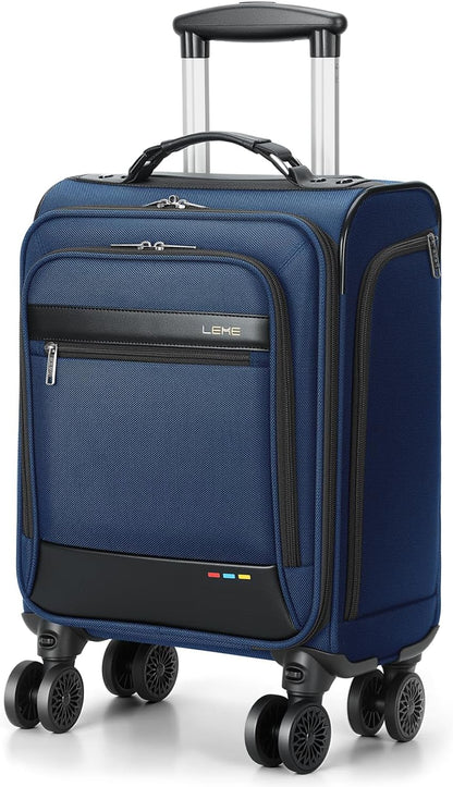 16 inch Underseat Carry On Luggage with Wheels Black | Detachable Spinner Wheels, Softside Lightweight Carry on luggage for Airplane, TSA Lock, Travel Luggage for Men Women