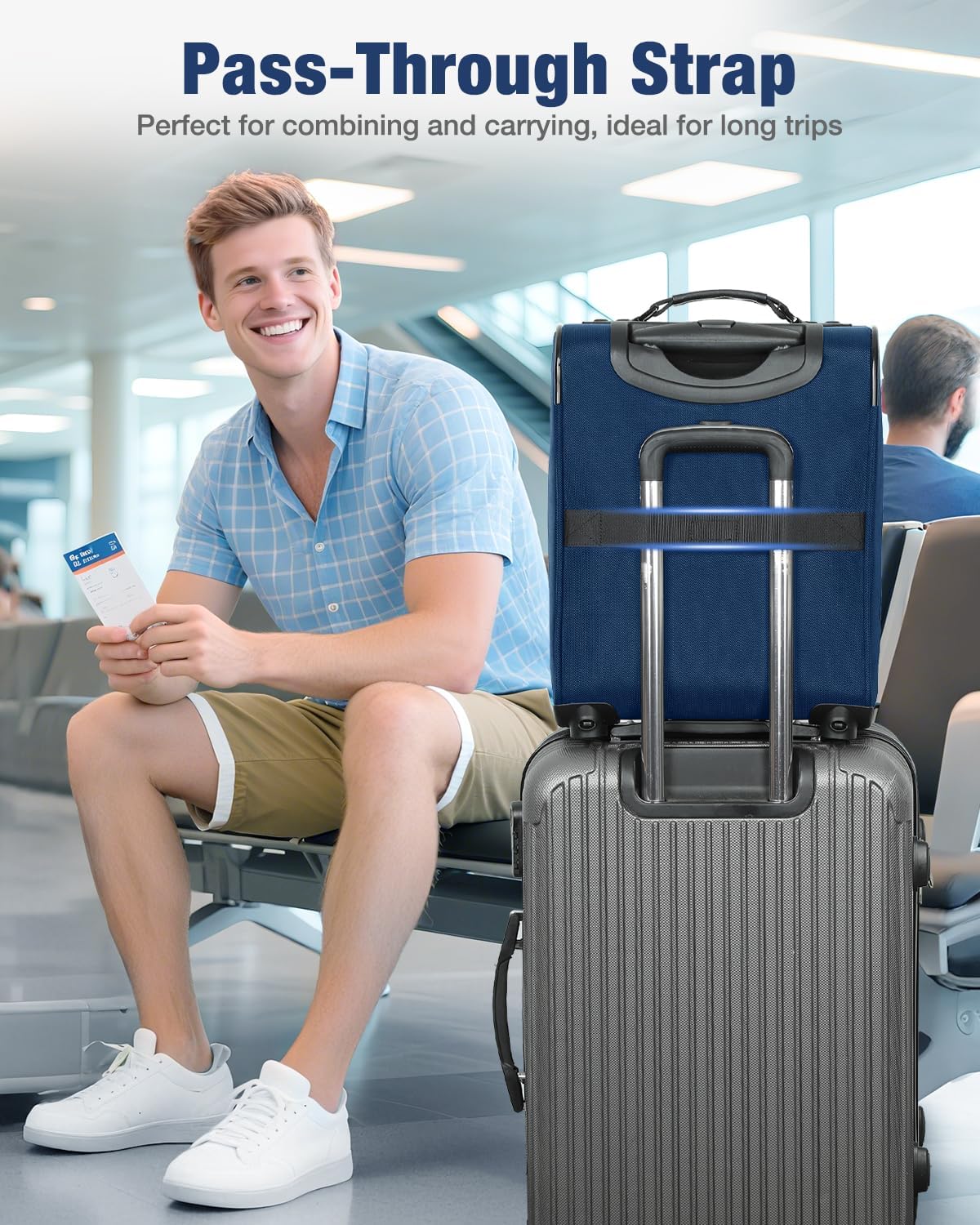 16 inch Underseat Carry On Luggage with Wheels Black | Detachable Spinner Wheels, Softside Lightweight Carry on luggage for Airplane, TSA Lock, Travel Luggage for Men Women