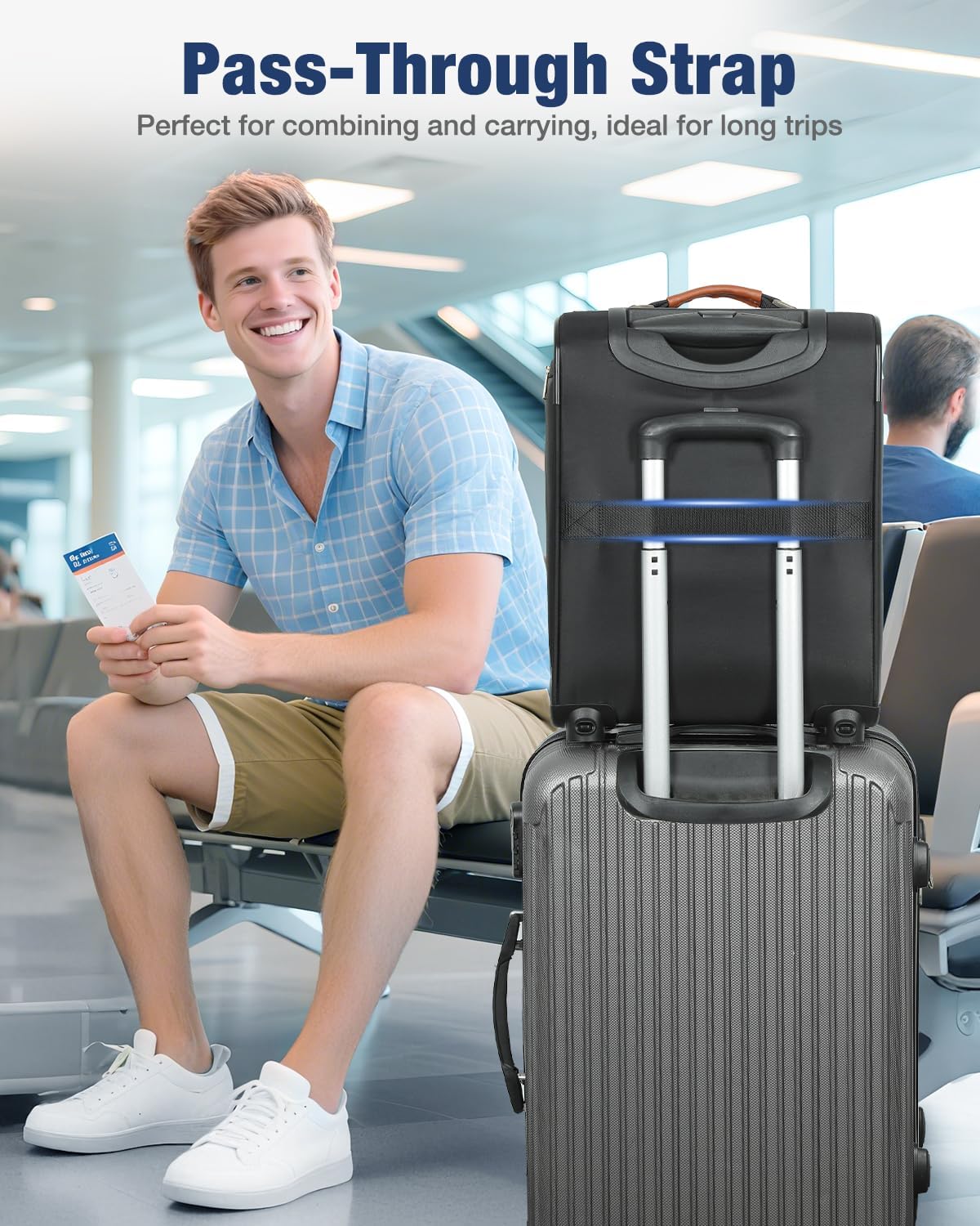 16 inch Underseat Carry On Luggage with Wheels Black | Detachable Spinner Wheels, Softside Lightweight Carry on luggage for Airplane, TSA Lock, Travel Luggage for Men Women