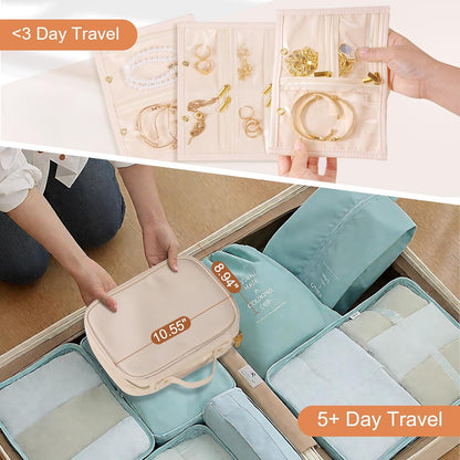 Travel Jewelry Case Organizer for Women, Jewelry Storage Book with Small Pouch, Travel Jewelry Bag Case for Traveling Necklace, Earrings, Rings, Bracelet Organizer (Beige)