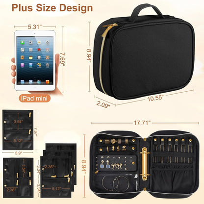 Travel Jewelry Case Organizer for Women, Jewelry Storage Book with Small Pouch, Travel Jewelry Bag Case for Traveling Necklace, Earrings, Rings, Bracelet Organizer (Beige)