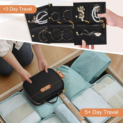 Travel Jewelry Case Organizer for Women, Jewelry Storage Book with Small Pouch, Travel Jewelry Bag Case for Traveling Necklace, Earrings, Rings, Bracelet Organizer (Beige)