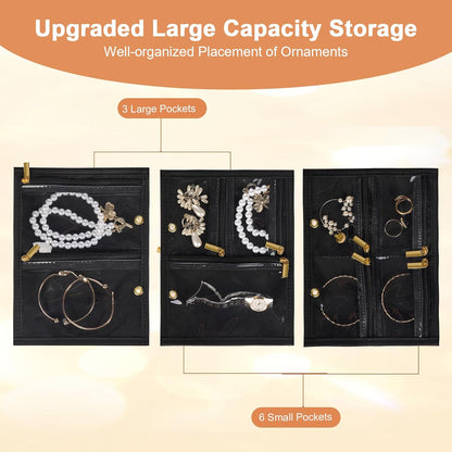 Travel Jewelry Case Organizer for Women, Jewelry Storage Book with Small Pouch, Travel Jewelry Bag Case for Traveling Necklace, Earrings, Rings, Bracelet Organizer (Beige)