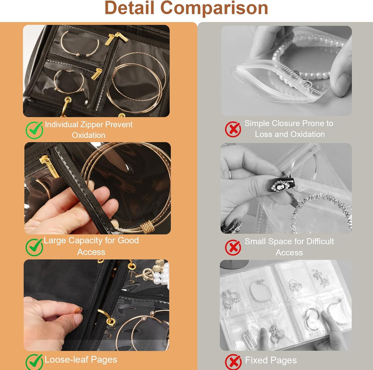 Travel Jewelry Case Organizer for Women, Jewelry Storage Book with Small Pouch, Travel Jewelry Bag Case for Traveling Necklace, Earrings, Rings, Bracelet Organizer (Beige)