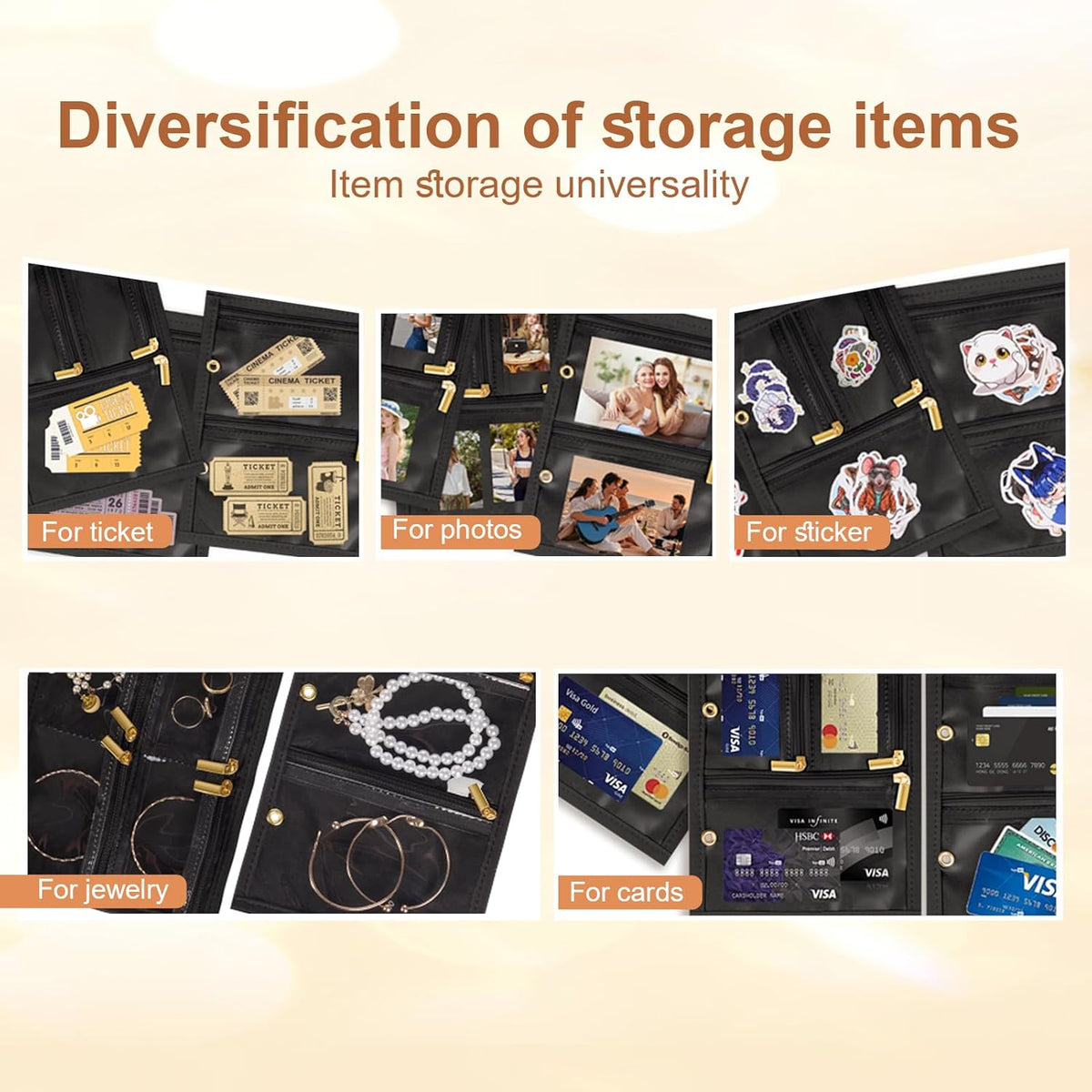 Travel Jewelry Case Organizer for Women, Jewelry Storage Book with Small Pouch, Travel Jewelry Bag Case for Traveling Necklace, Earrings, Rings, Bracelet Organizer (Beige)