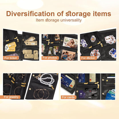 Travel Jewelry Case Organizer for Women, Jewelry Storage Book with Small Pouch, Travel Jewelry Bag Case for Traveling Necklace, Earrings, Rings, Bracelet Organizer (Beige)