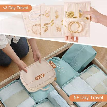 Travel Jewelry Case Organizer for Women, Jewelry Storage Book with Small Pouch, Travel Jewelry Bag Case for Traveling Necklace, Earrings, Rings, Bracelet Organizer (Beige)