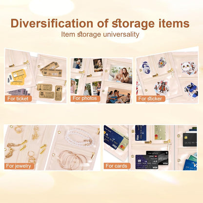 Travel Jewelry Case Organizer for Women, Jewelry Storage Book with Small Pouch, Travel Jewelry Bag Case for Traveling Necklace, Earrings, Rings, Bracelet Organizer (Beige)