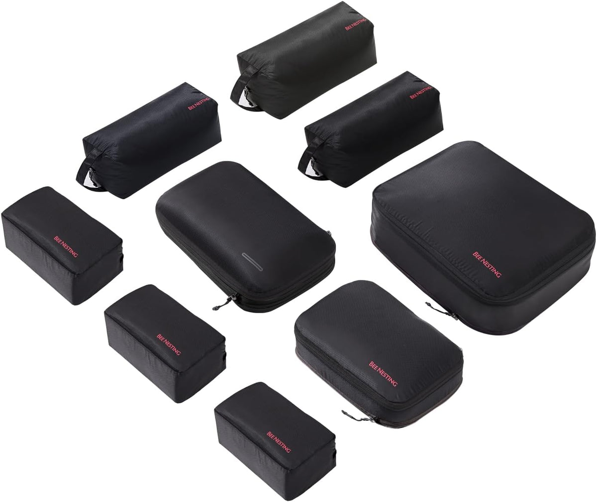 Waterproof Compression Packing Cubes sets,Large Travel Packing organizers for Carry on Luggage,2 Sides Expandable Storage Bags