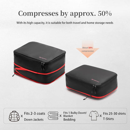 Waterproof Compression Packing Cubes sets,Large Travel Packing organizers for Carry on Luggage,2 Sides Expandable Storage Bags