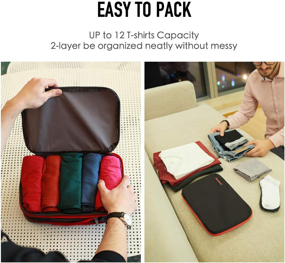 Waterproof Compression Packing Cubes sets,Large Travel Packing organizers for Carry on Luggage,2 Sides Expandable Storage Bags