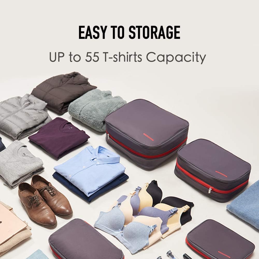 Waterproof Compression Packing Cubes sets,Large Travel Packing organizers for Carry on Luggage,2 Sides Expandable Storage Bags