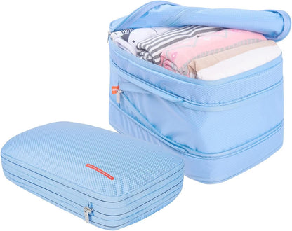 Waterproof Compression Packing Cubes sets,Large Travel Packing organizers for Carry on Luggage,2 Sides Expandable Storage Bags