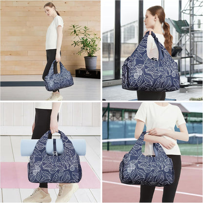 Tote Yoga Mat Gym Bag 20L Women W/Shoe Compartment Wet Dry Pocket | Water-Resistant Gym Tote - Mat Strap, Ventilated Shoe Bin, Wet Pocket, Padded Handle, Multi Pockets, Side Mesh & Key Clip