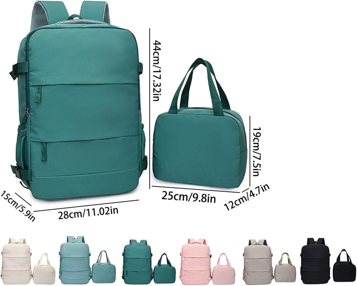 Travel backpack with toiletry bag | Open carry-on suitcase 180°(Beige)