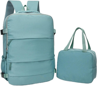 Travel backpack with toiletry bag | Open carry-on suitcase 180°(Beige)
