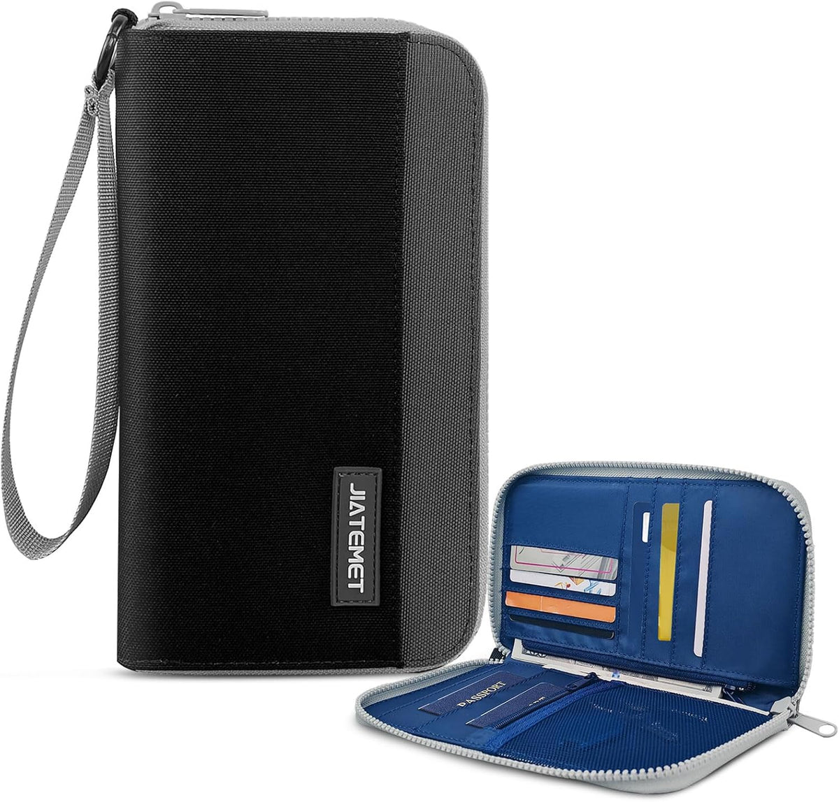 Passport Holder Family with RFID Blocking, Passport Wallet Women Men, Travel Document Organizer with Wrist Strap Holds Multiple Passports & Boarding Passes (Purple)
